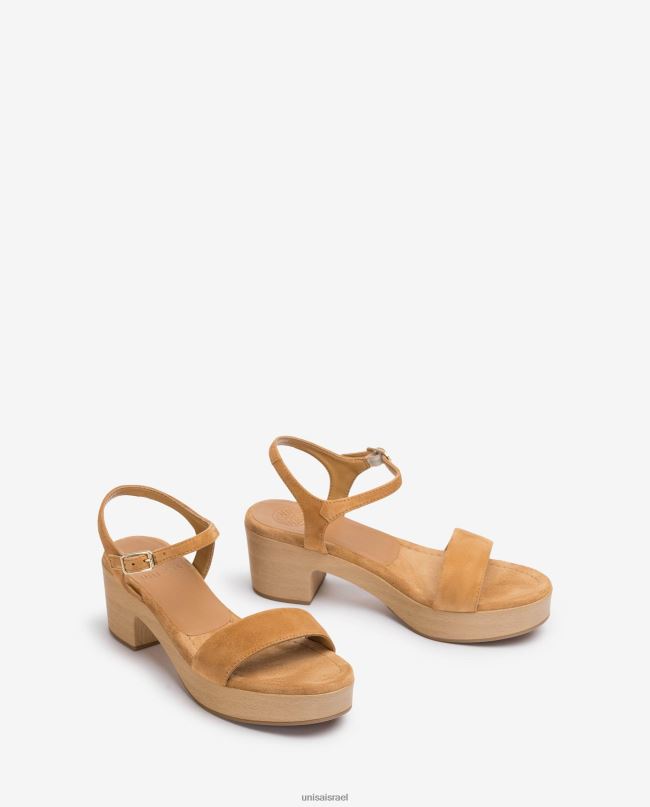 Unisa סנדל עקב בלוק נמוך חום נשים V2BP2128
