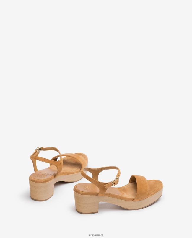 Unisa סנדל עקב בלוק נמוך חום נשים V2BP2128