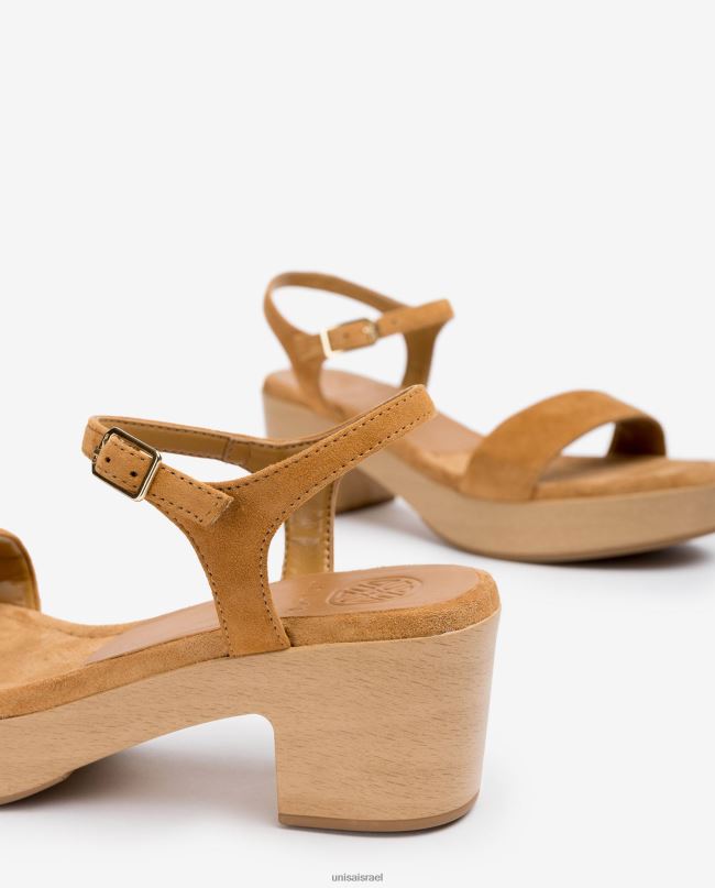 Unisa סנדל עקב בלוק נמוך חום נשים V2BP2128