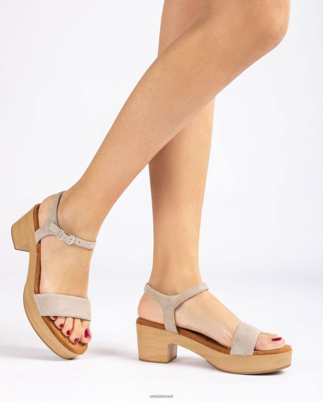 Unisa סנדל עקב בלוק נמוך בז' נשים V2BP2129