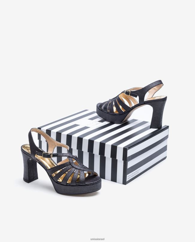 Unisa סנדל עשוי ברפיה שָׁחוֹר נשים V2BP21310