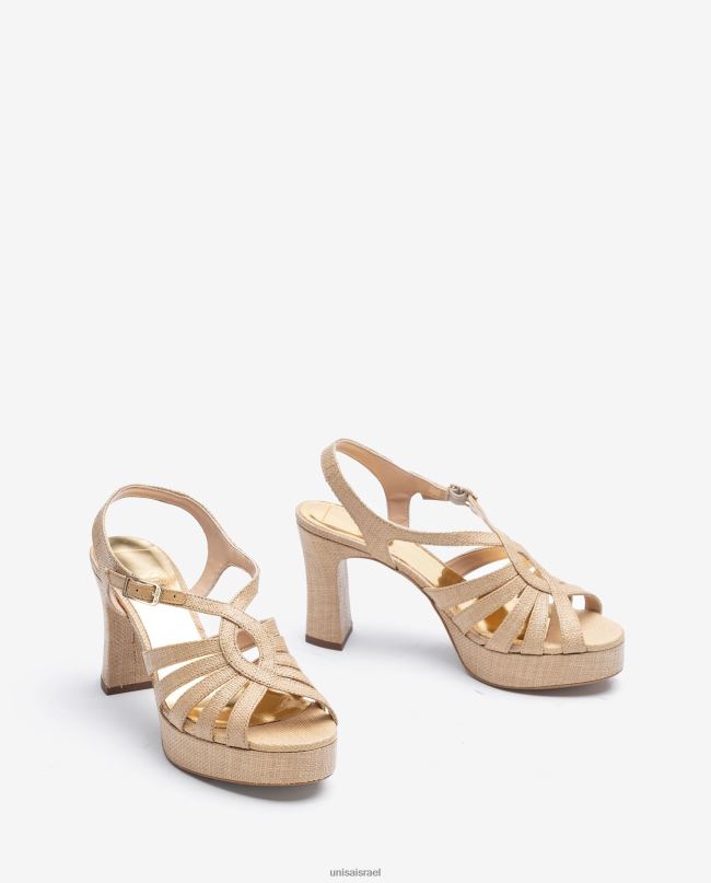 Unisa סנדל עשוי ברפיה חום נשים V2BP21311