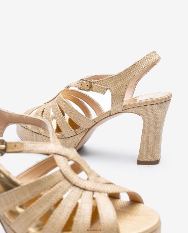 Unisa סנדל עשוי ברפיה חום נשים V2BP21311