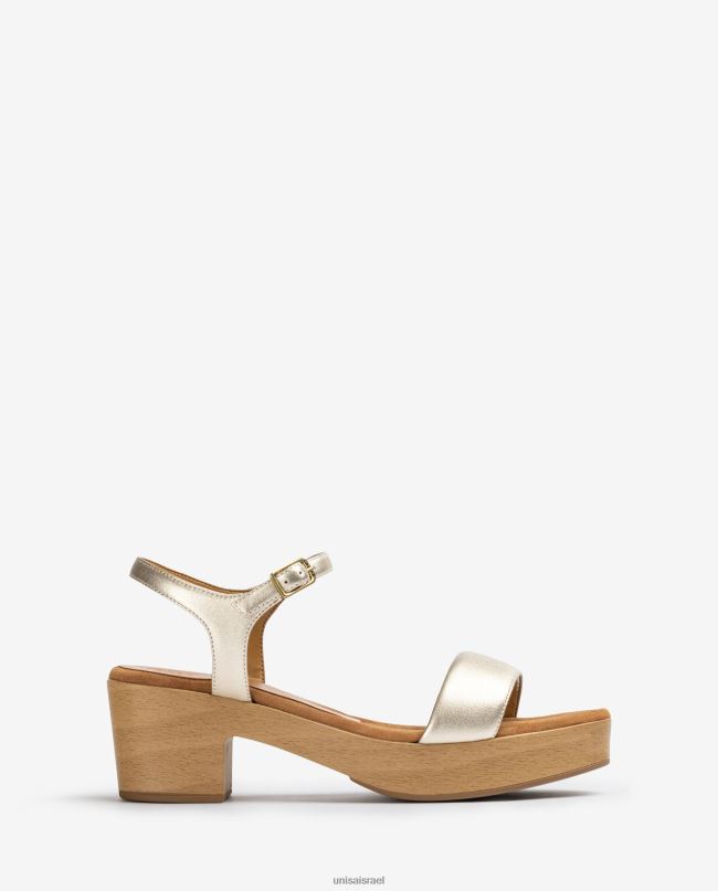 Unisa סנדל עקב בלוק נמוך זהב נשים V2BP2133