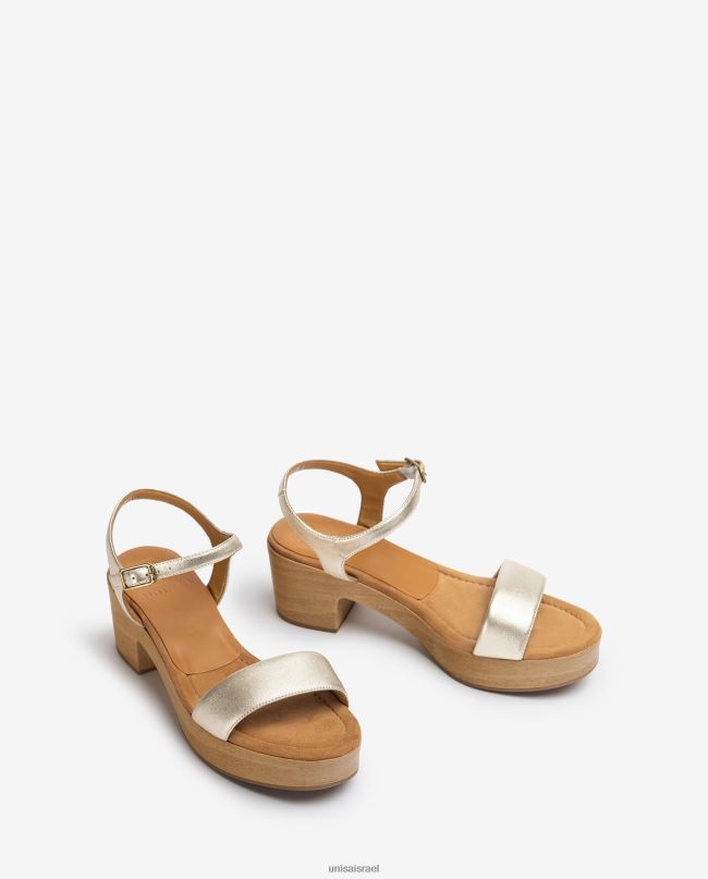 Unisa סנדל עקב בלוק נמוך זהב נשים V2BP2133