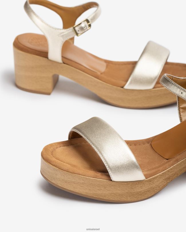 Unisa סנדל עקב בלוק נמוך זהב נשים V2BP2133