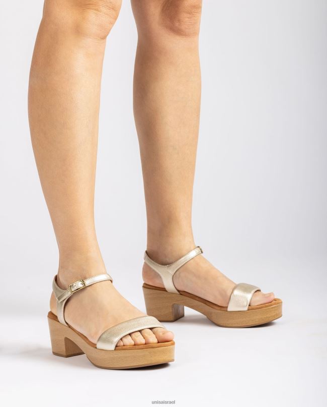 Unisa סנדל עקב בלוק נמוך זהב נשים V2BP2133