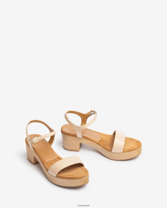 Unisa סנדל עקב בלוק נמוך בז' נשים V2BP2137
