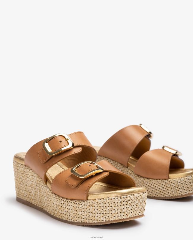 Unisa סנדל עם רצועות עם אבזם חום נשים V2BP2148