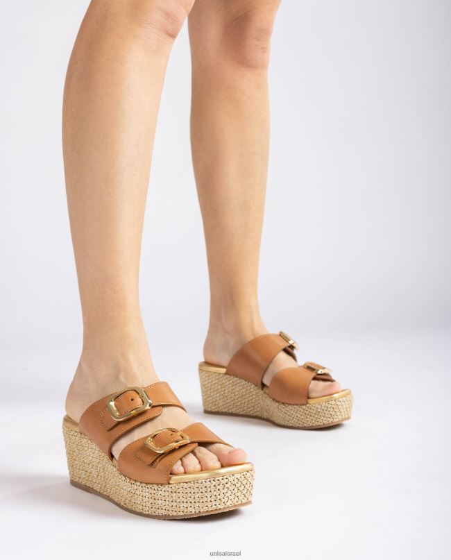 Unisa סנדל עם רצועות עם אבזם חום נשים V2BP2148