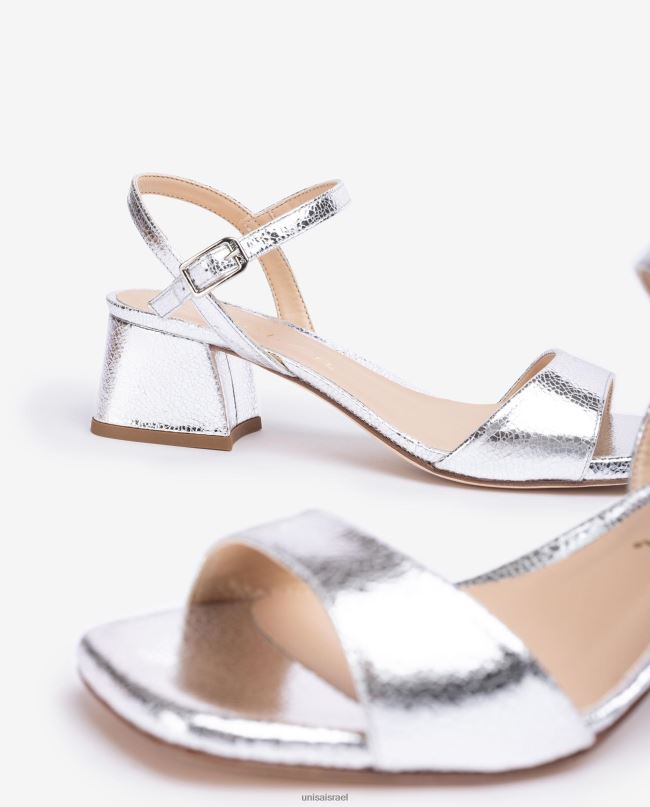 Unisa סנדל עם עקב רחב כסף נשים V2BP2151