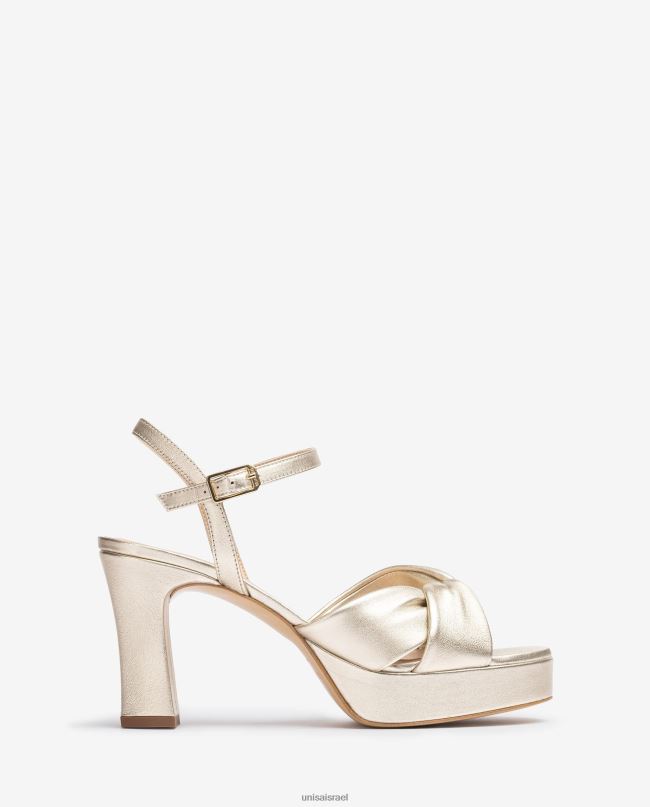 Unisa סנדל עם רצועות מוצלבות רחבות זהב נשים V2BP217