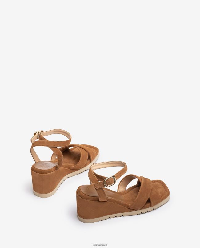 Unisa סנדל עם עקב טריז וסוליה מרופדת חום נשים V2BP2171