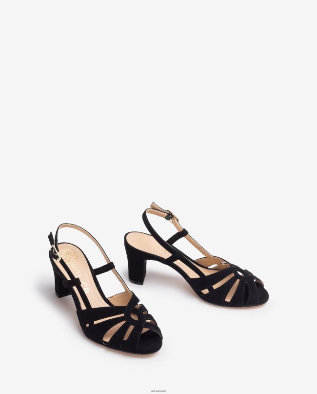 Unisa סנדל חכם עם עקב בינוני שָׁחוֹר נשים V2BP2173