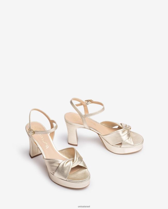 Unisa סנדל עם רצועות מוצלבות רחבות זהב נשים V2BP217
