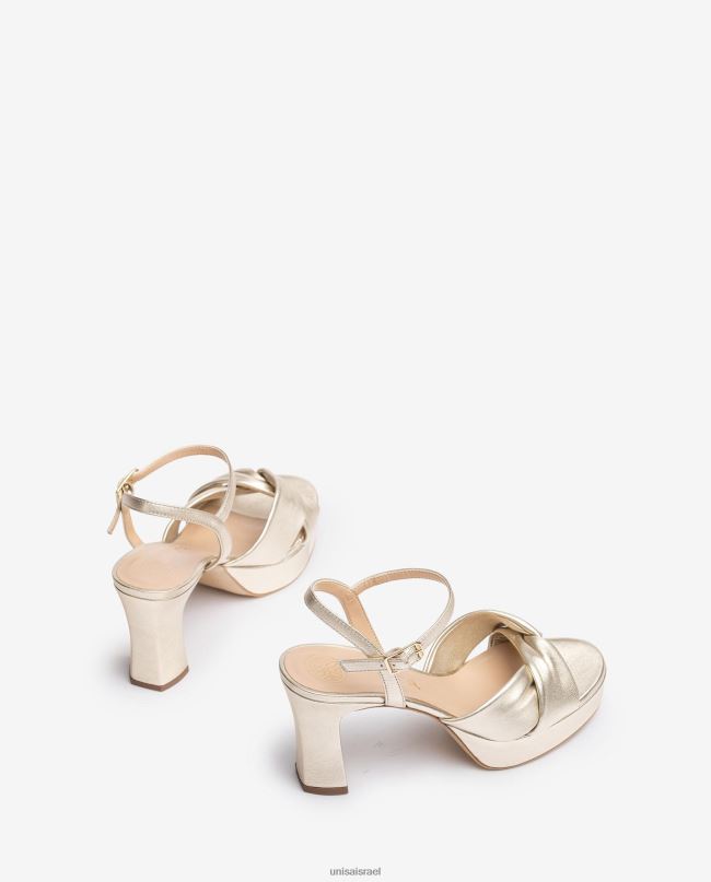 Unisa סנדל עם רצועות מוצלבות רחבות זהב נשים V2BP217