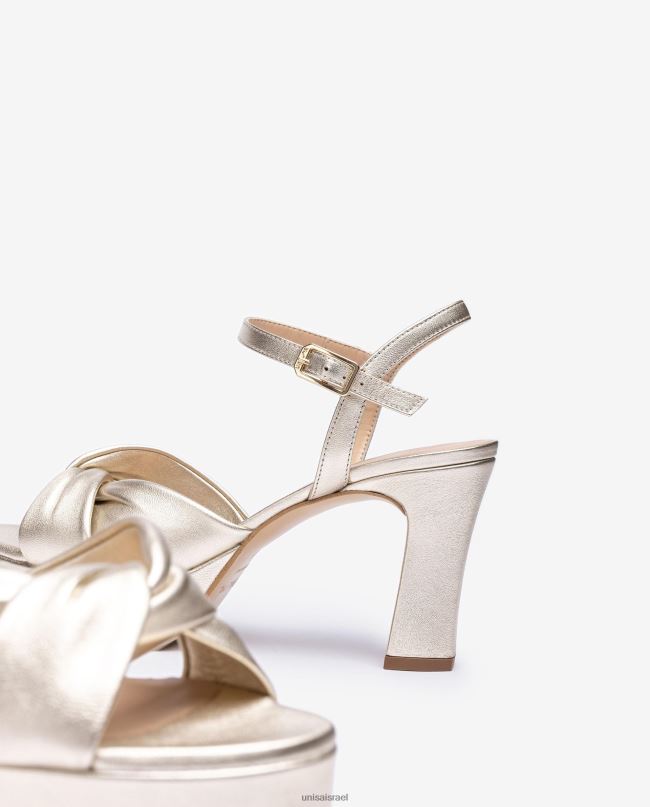 Unisa סנדל עם רצועות מוצלבות רחבות זהב נשים V2BP217