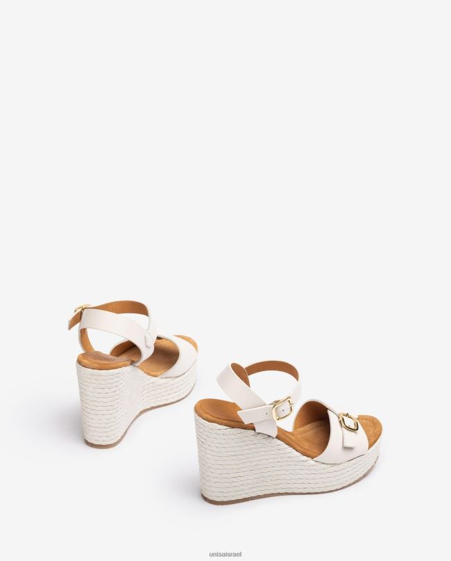 Unisa סנדל טריז גבוה לבן נשים V2BP2189