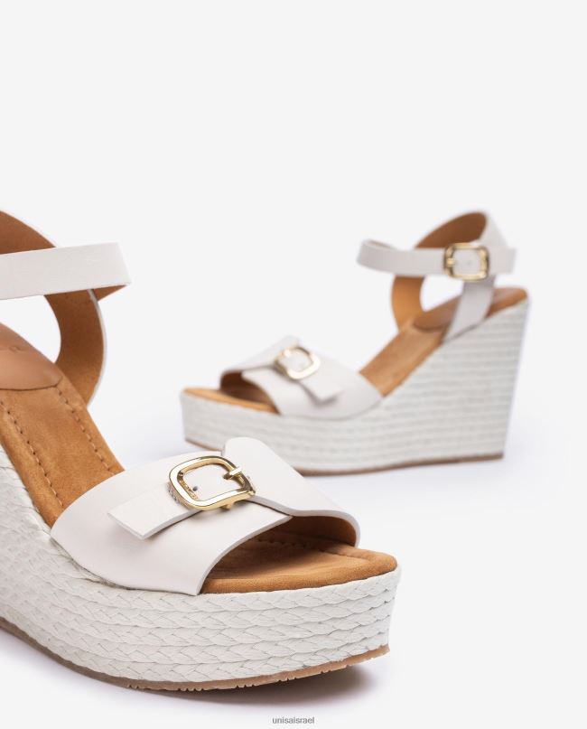 Unisa סנדל טריז גבוה לבן נשים V2BP2189