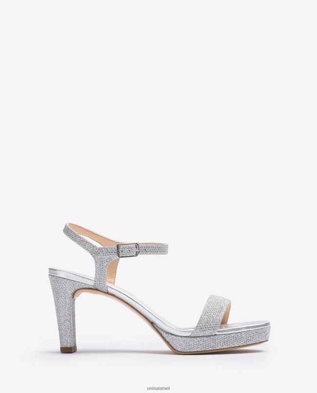 Unisa סנדל בד מבריק כסף נשים V2BP219