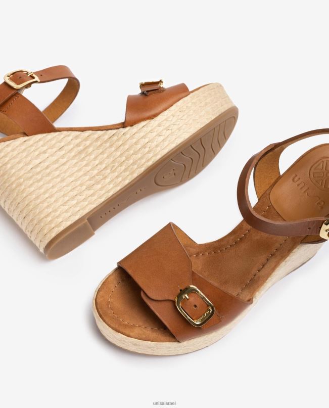 Unisa סנדל טריז גבוה חום נשים V2BP2190
