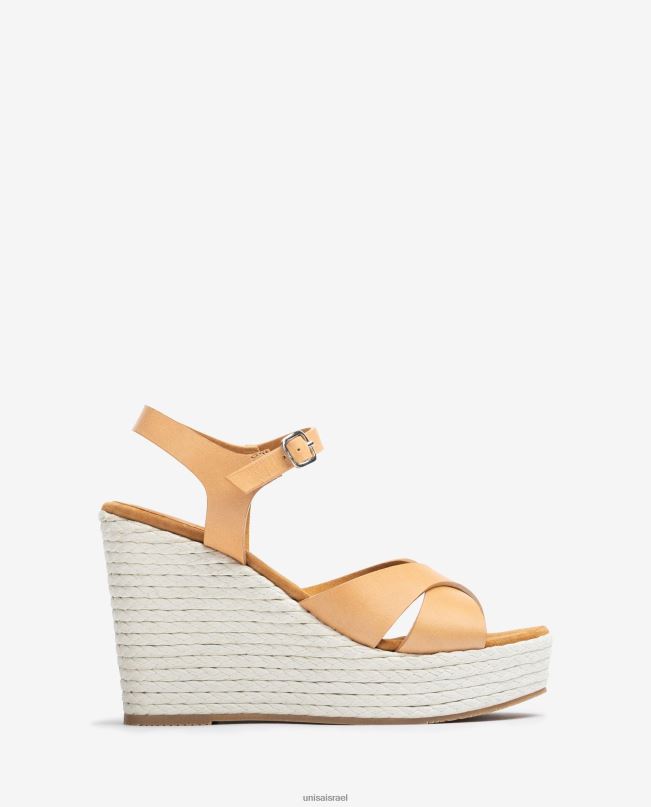 Unisa סנדל טריז גבוה חום נשים V2BP2193