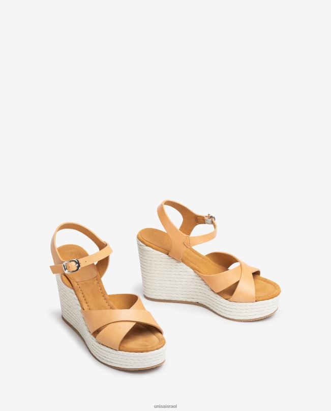 Unisa סנדל טריז גבוה חום נשים V2BP2193