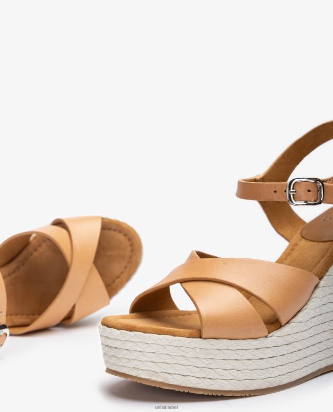 Unisa סנדל טריז גבוה חום נשים V2BP2193