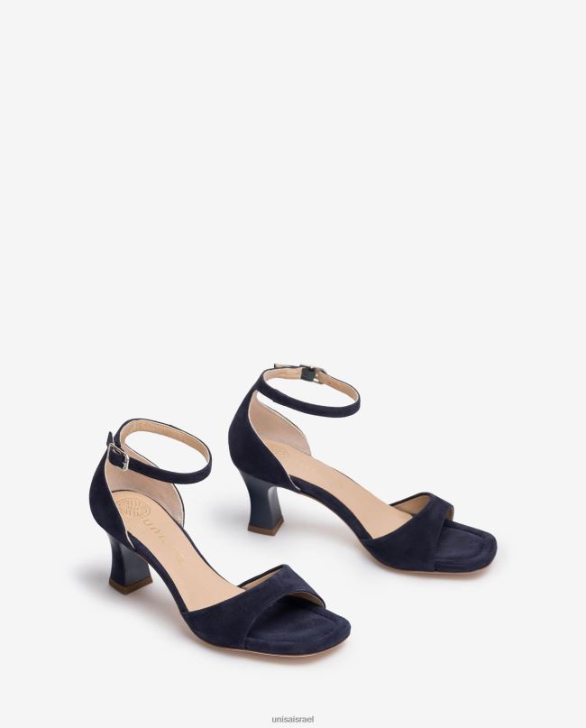 Unisa סנדל זמש עם עקב בינוני כְּחוֹל נשים V2BP2195