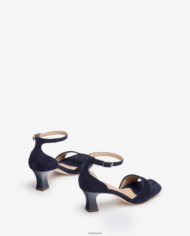 Unisa סנדל זמש עם עקב בינוני כְּחוֹל נשים V2BP2195