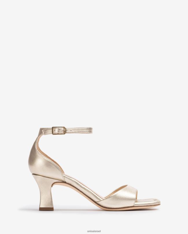 Unisa סנדל עור באפקט מטאלי עם עקב בינוני מְעוּדָן נשים V2BP2197