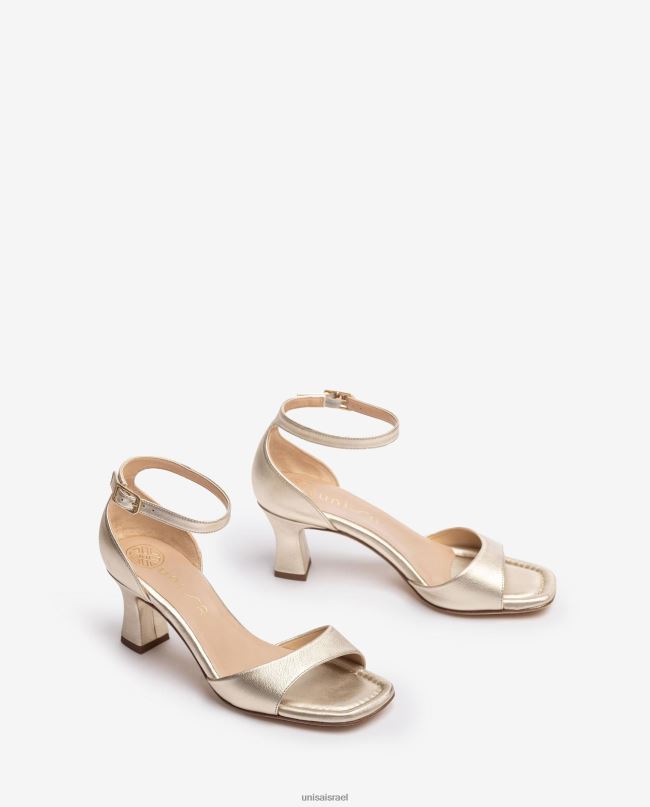 Unisa סנדל עור באפקט מטאלי עם עקב בינוני מְעוּדָן נשים V2BP2197