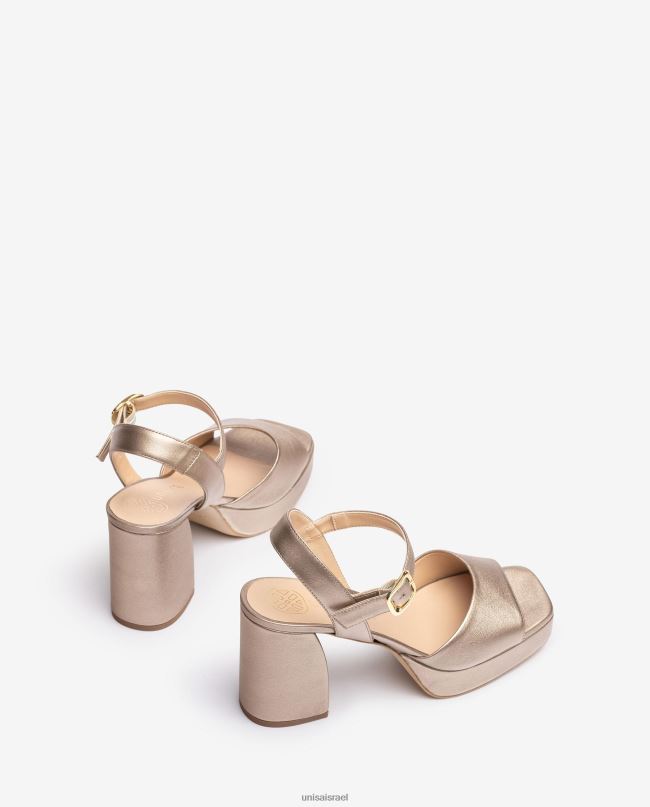 Unisa סנדל אפקט עור מטאלי עם עקב רחב בְּרוֹנזָה נשים V2BP21