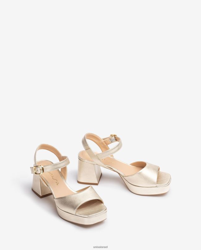Unisa סנדל עם עקב ופלטפורמה זהב נשים V2BP2216