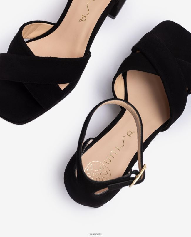Unisa סנדל עם עקב ופלטפורמה שָׁחוֹר נשים V2BP2217