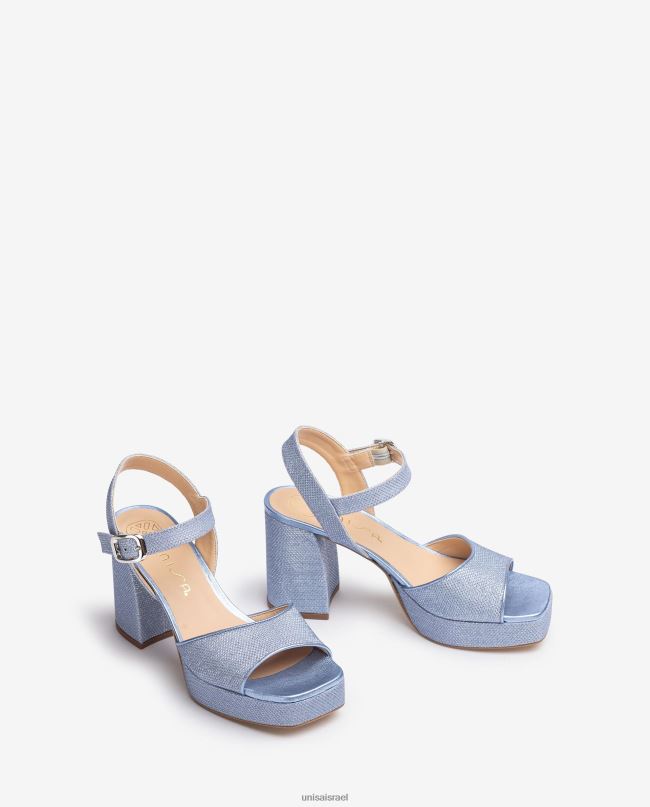 Unisa סנדל עשוי בד מבריק עם עקב רחב כְּחוֹל נשים V2BP2222