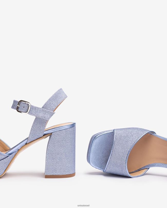 Unisa סנדל עשוי בד מבריק עם עקב רחב כְּחוֹל נשים V2BP2222