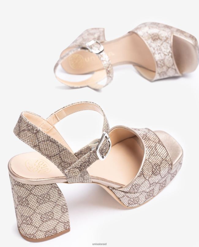 Unisa סנדל מבד מבריק עם עקב רחב אופנה נשים V2BP2225