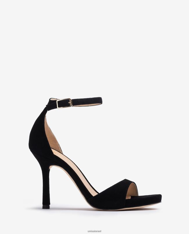 Unisa סנדל זמש עקב גבוה שָׁחוֹר נשים V2BP223