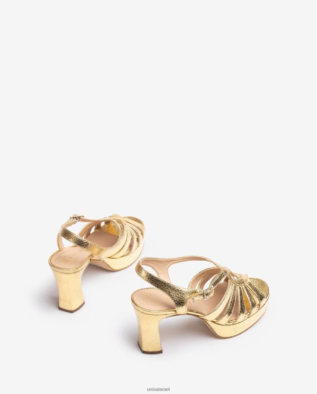 Unisa סנדל רצועות מעור מטאלי מבריק אופנה נשים V2BP2231