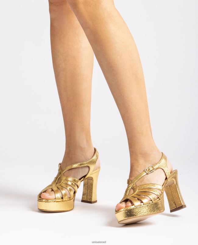 Unisa סנדל רצועות מעור מטאלי מבריק אופנה נשים V2BP2231