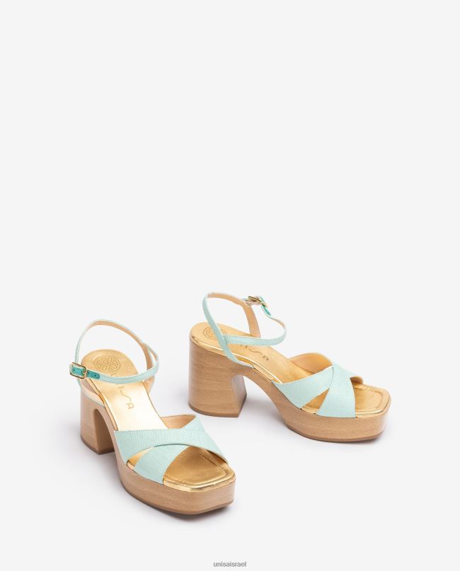 Unisa סנדל רפיה עם עקב בלוק כְּחוֹל נשים V2BP2233