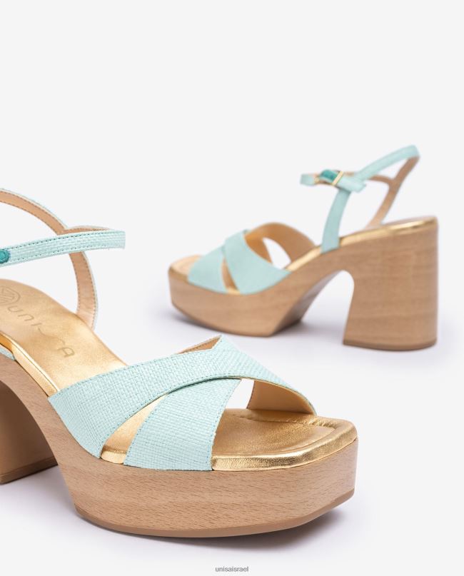 Unisa סנדל רפיה עם עקב בלוק כְּחוֹל נשים V2BP2233