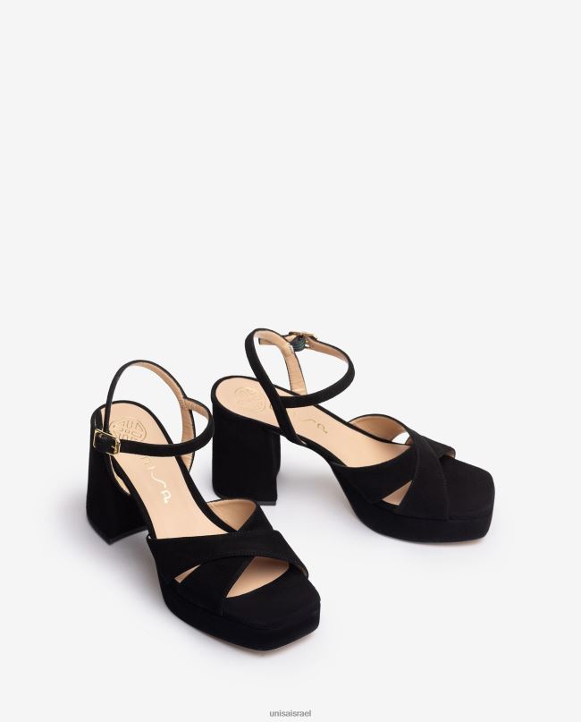 Unisa סנדל עם עקב רחב שָׁחוֹר נשים V2BP2239