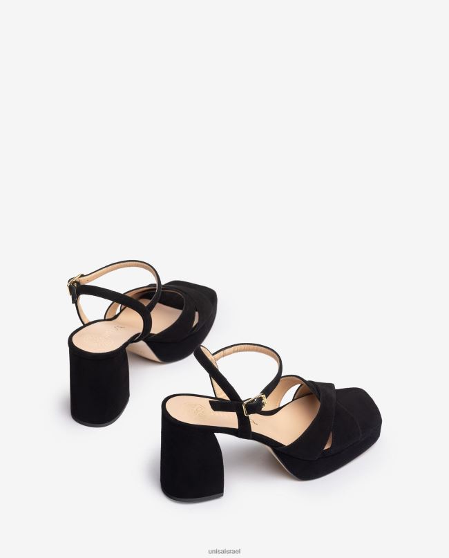 Unisa סנדל עם עקב רחב שָׁחוֹר נשים V2BP2239