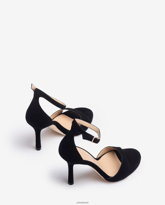 Unisa סנדל זמש עקב גבוה שָׁחוֹר נשים V2BP223