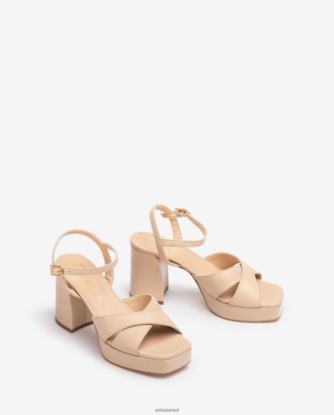Unisa סנדל עם עקב רחב בז' נשים V2BP2240