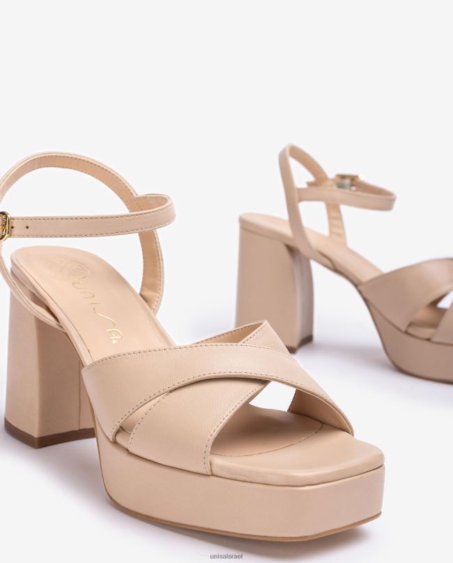Unisa סנדל עם עקב רחב בז' נשים V2BP2240