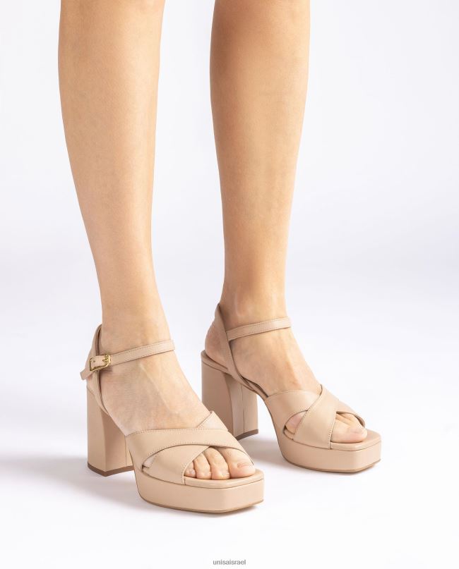 Unisa סנדל עם עקב רחב בז' נשים V2BP2240