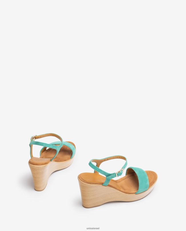 Unisa סנדל זמש עם בלוק ירוק נשים V2BP2247